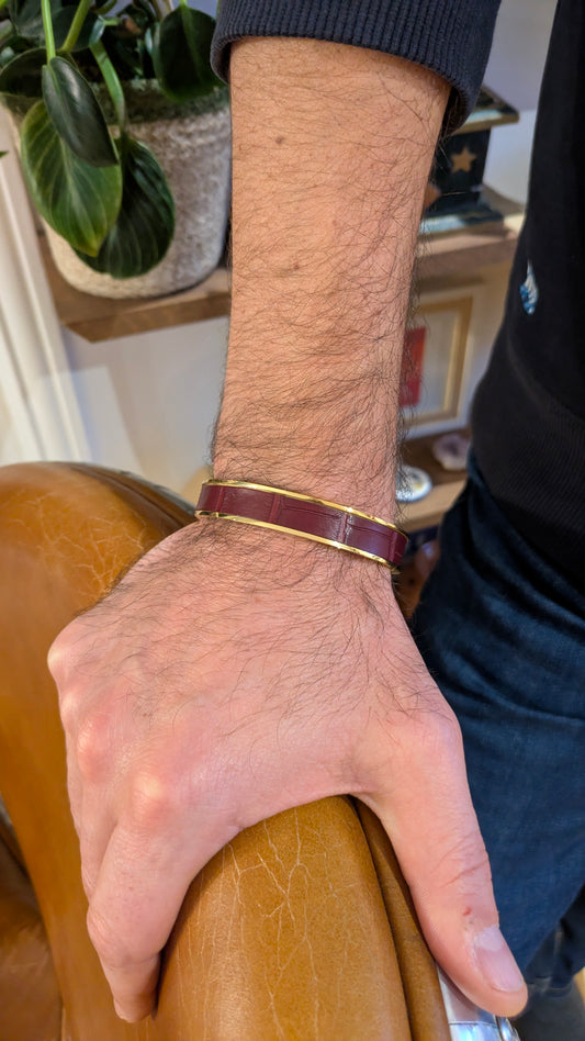 Bracelet doré Jacky Alligator bordeaux