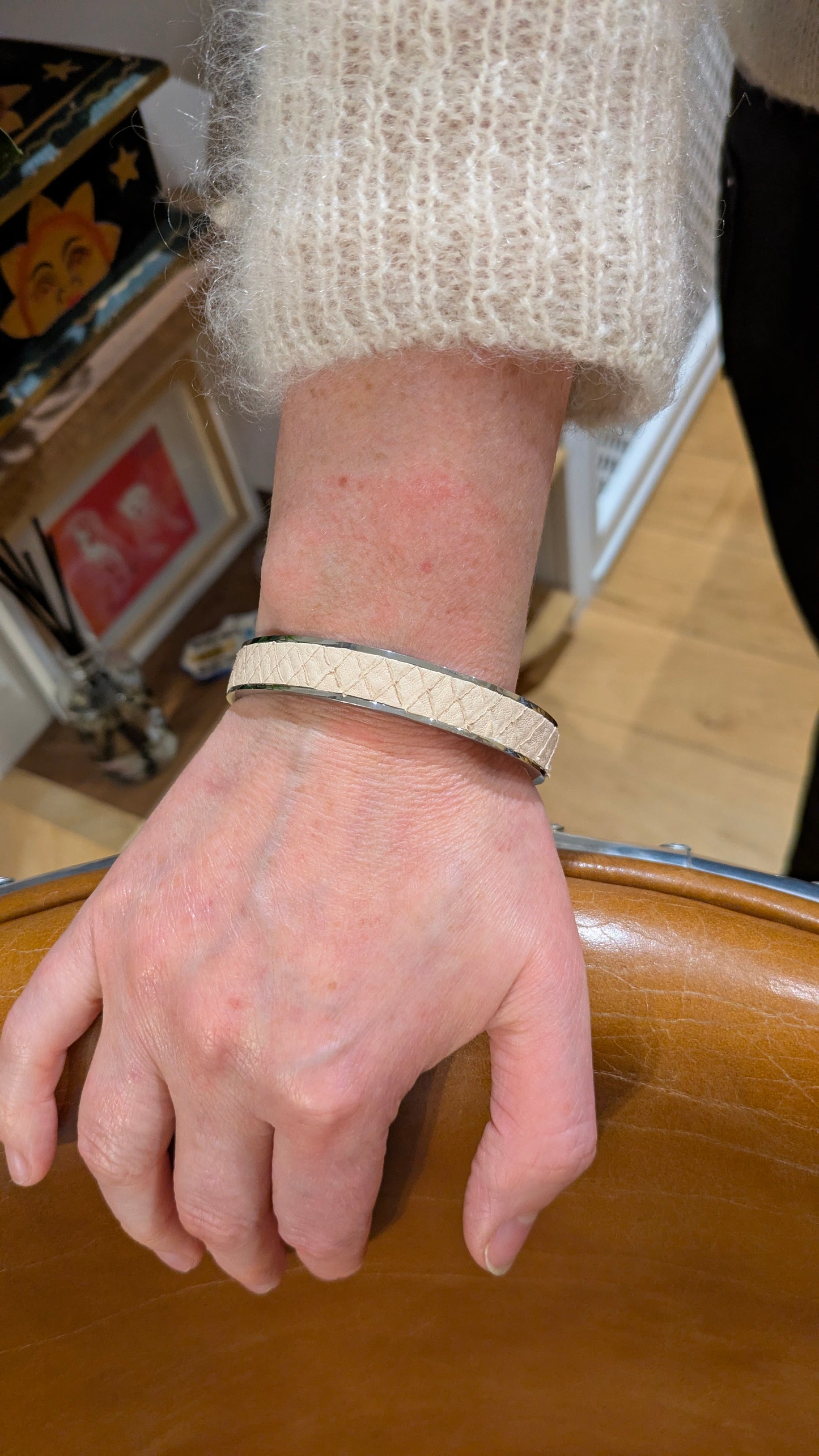 Bracelet argent Jacky Serpent beige rosé