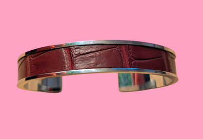 Bracelet argenté Jacky Alligator bordeaux