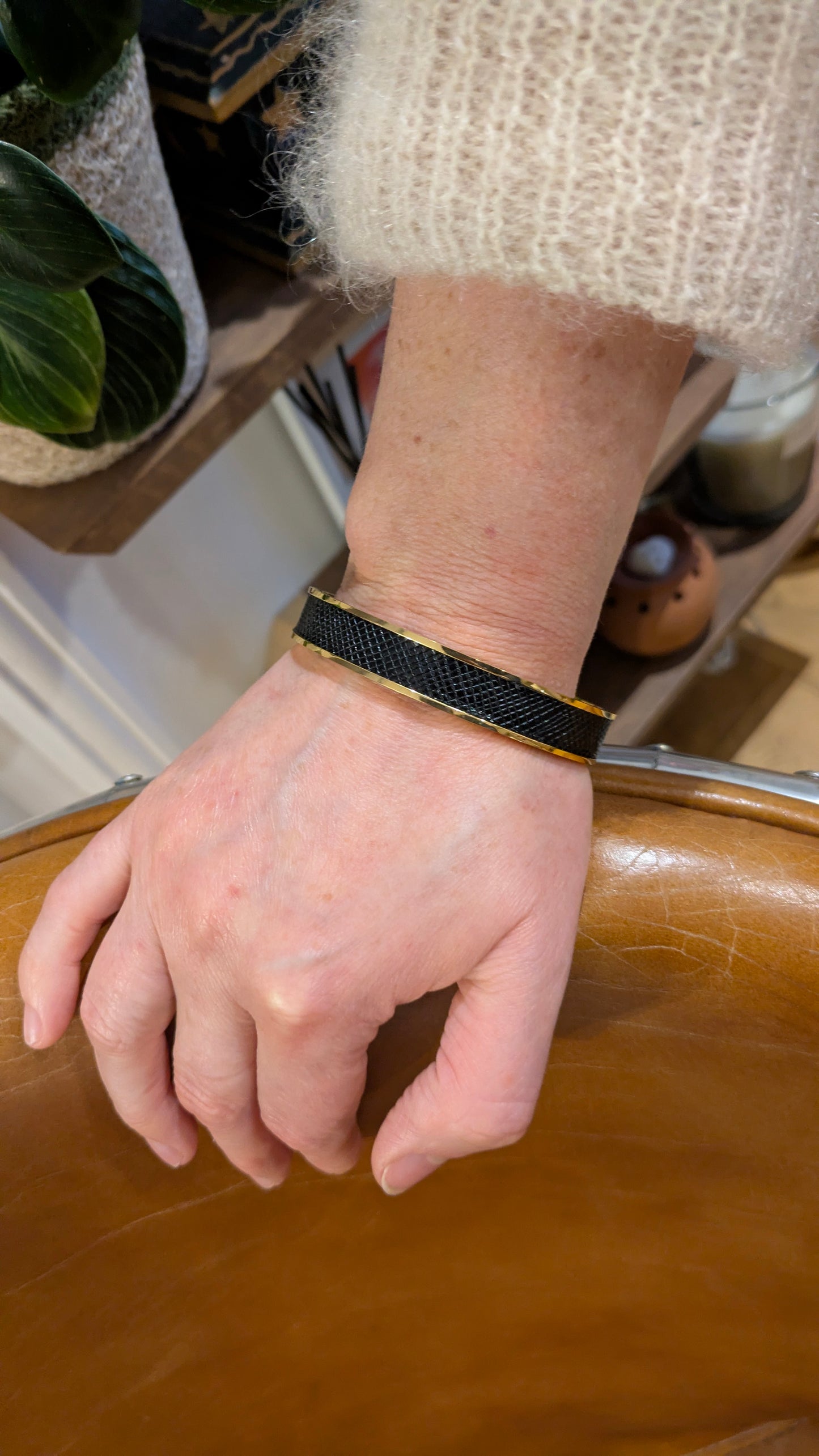 Bracelet doré Jacky Lézard noir