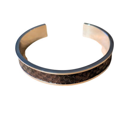Bracelet argent Jacky Python noir et marron
