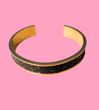 Bracelet doré Jacky Python noir et marron
