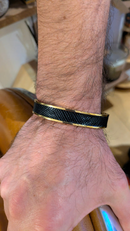 Bracelet doré Jacky Lézard noir
