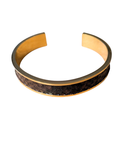 Bracelet doré Jacky Python noir et marron