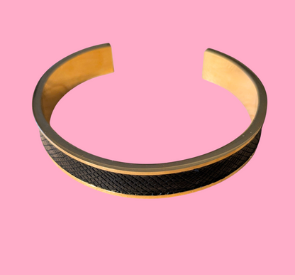 Bracelet doré Jacky Lézard noir