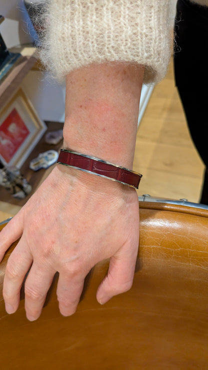 Bracelet argenté Jacky Alligator bordeaux