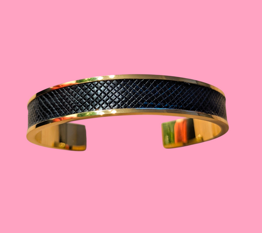 Bracelet doré Jacky Lézard noir