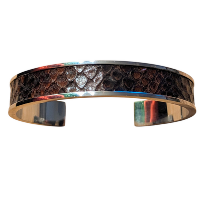 Bracelet argent Jacky Python noir et marron