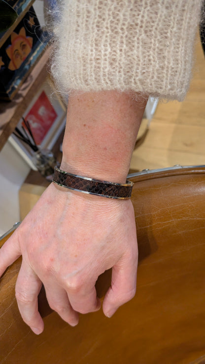 Bracelet argent Jacky Python noir et marron