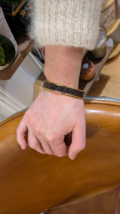 Bracelet doré Jacky Python noir et marron
