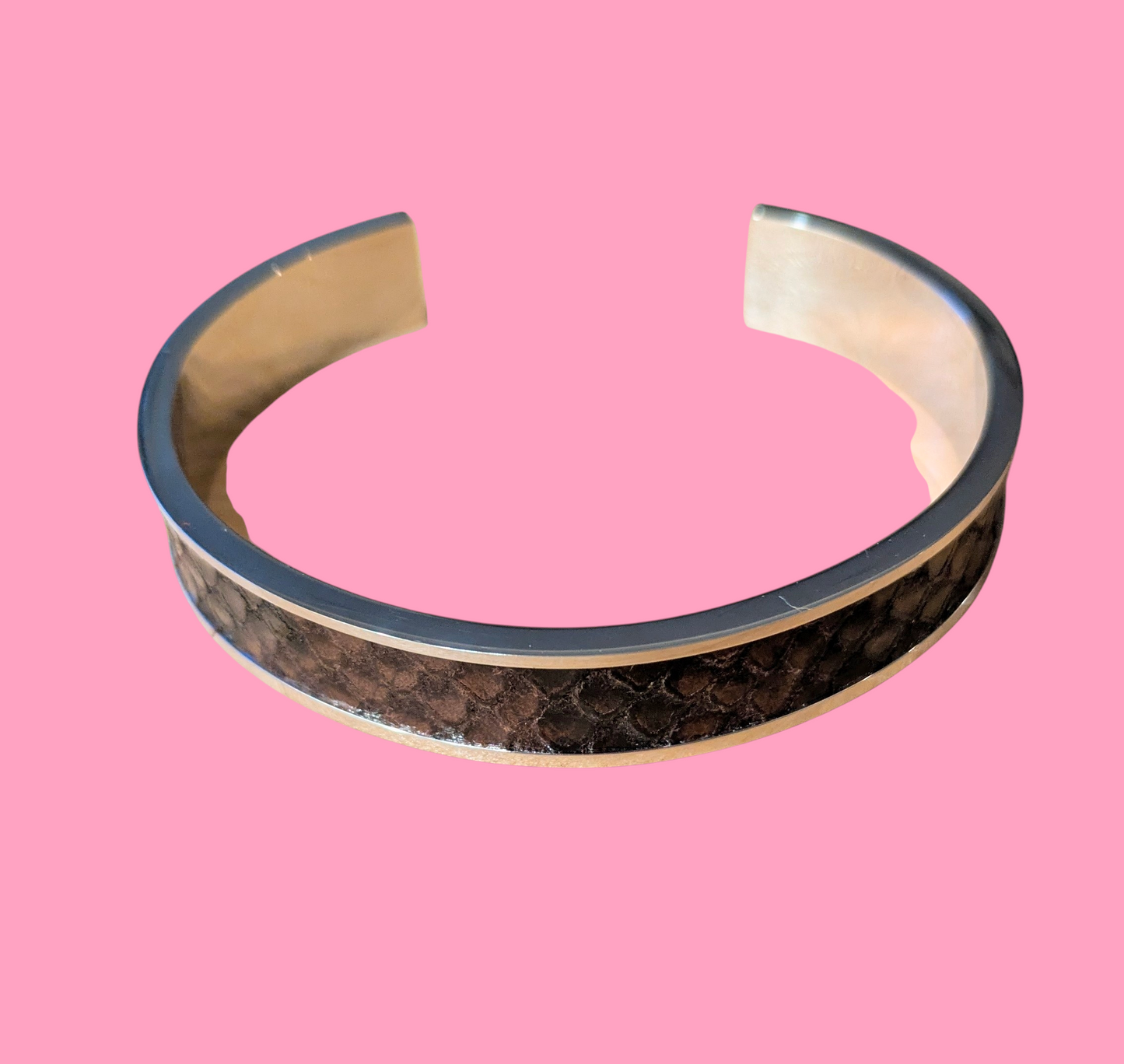 Bracelet argent Jacky Python noir et marron