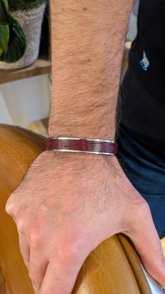 Bracelet argenté Jacky Alligator bordeaux