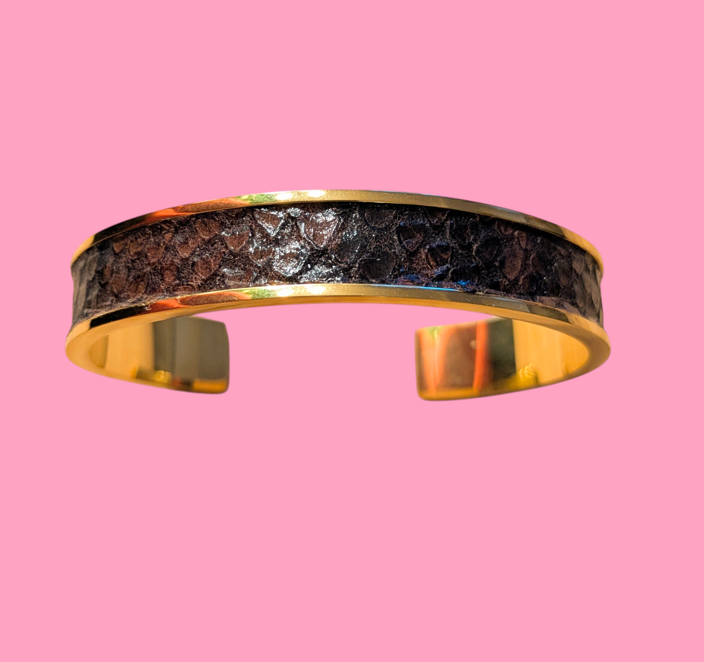 Bracelet doré Jacky Python noir et marron
