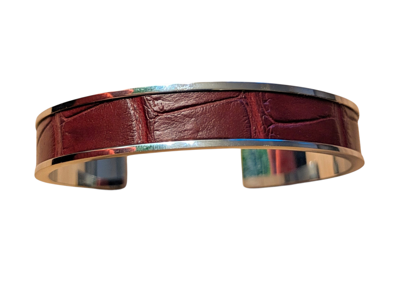 Bracelet argenté Jacky Alligator bordeaux