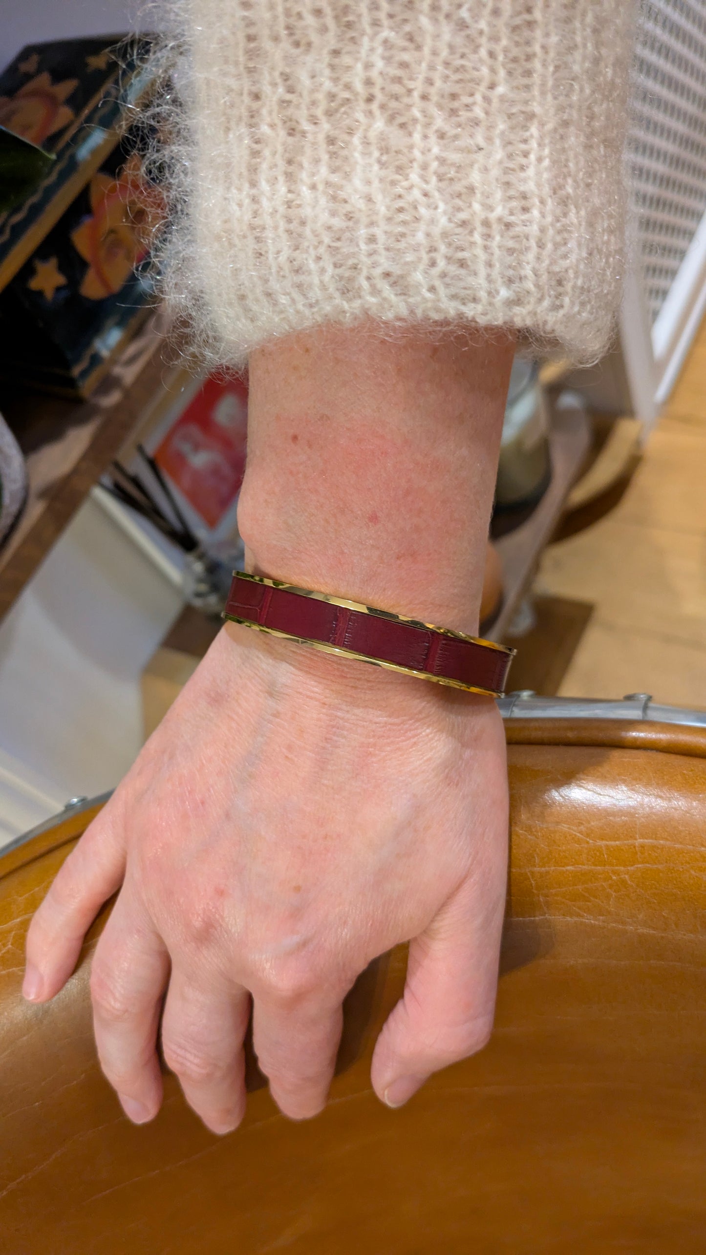 Bracelet doré Jacky Alligator bordeaux