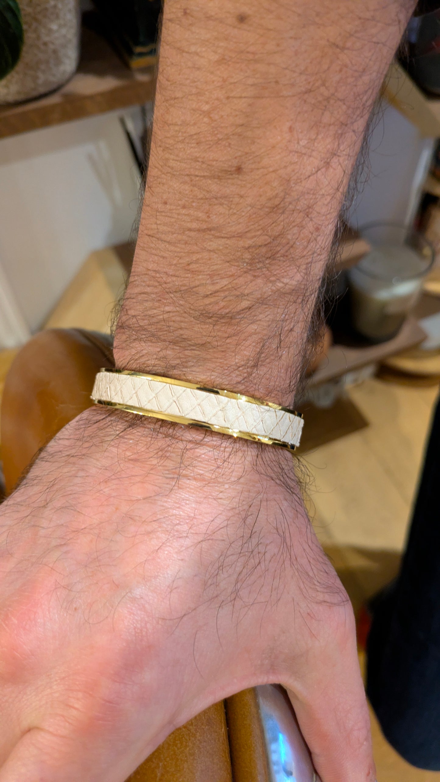 Bracelet doré Jacky Serpent beige rosé