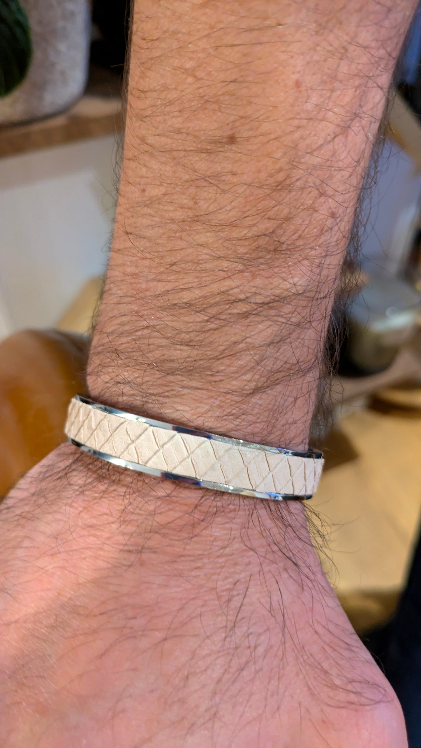 Bracelet argent Jacky Serpent beige rosé