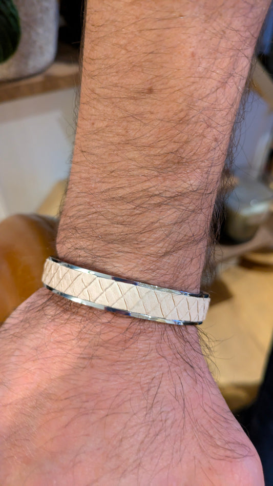 Bracelet argent Jacky Serpent beige rosé